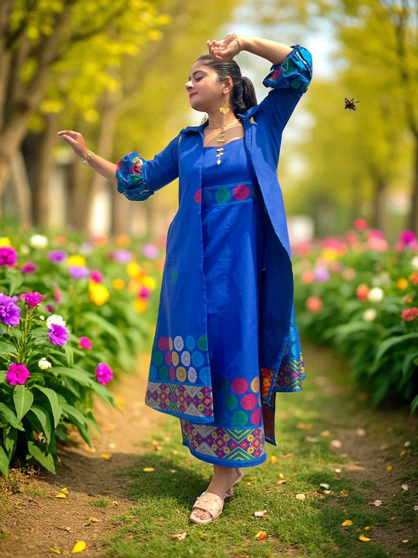 Nilabja Assamese Cotton Dress Coord Set
