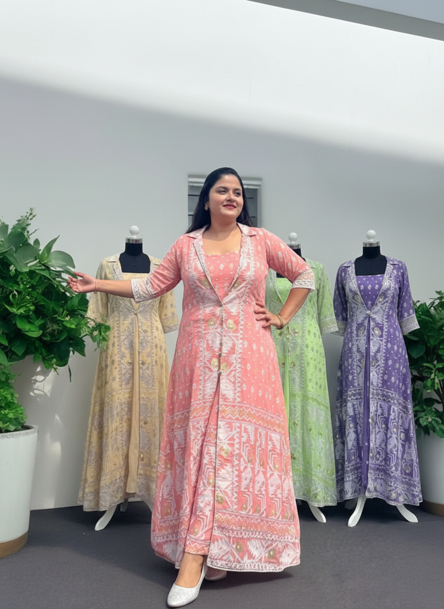 Johanna Jamdani Cotton Dress Coord Set