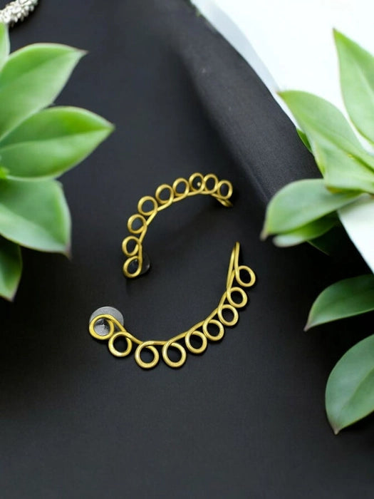 Loopy Ringlets Brass Earcuff Earrings