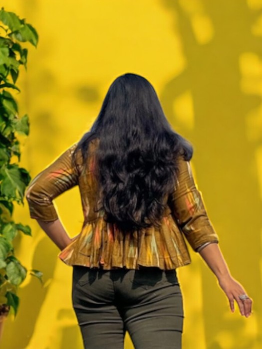odishi-ikkat-print-cotton-peplum-jacket-olive