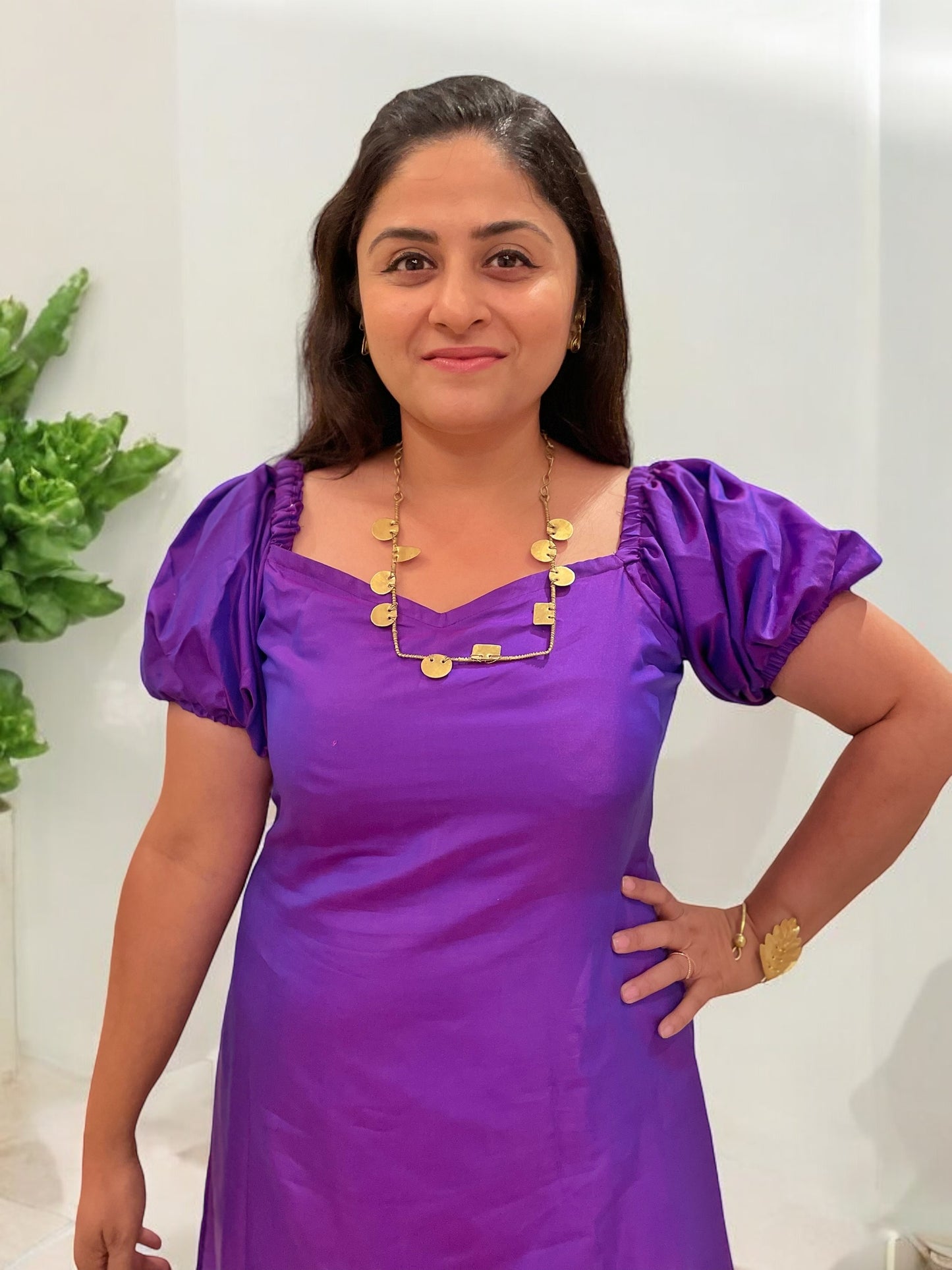 Purple Queen Cotton Silk Shift Dress