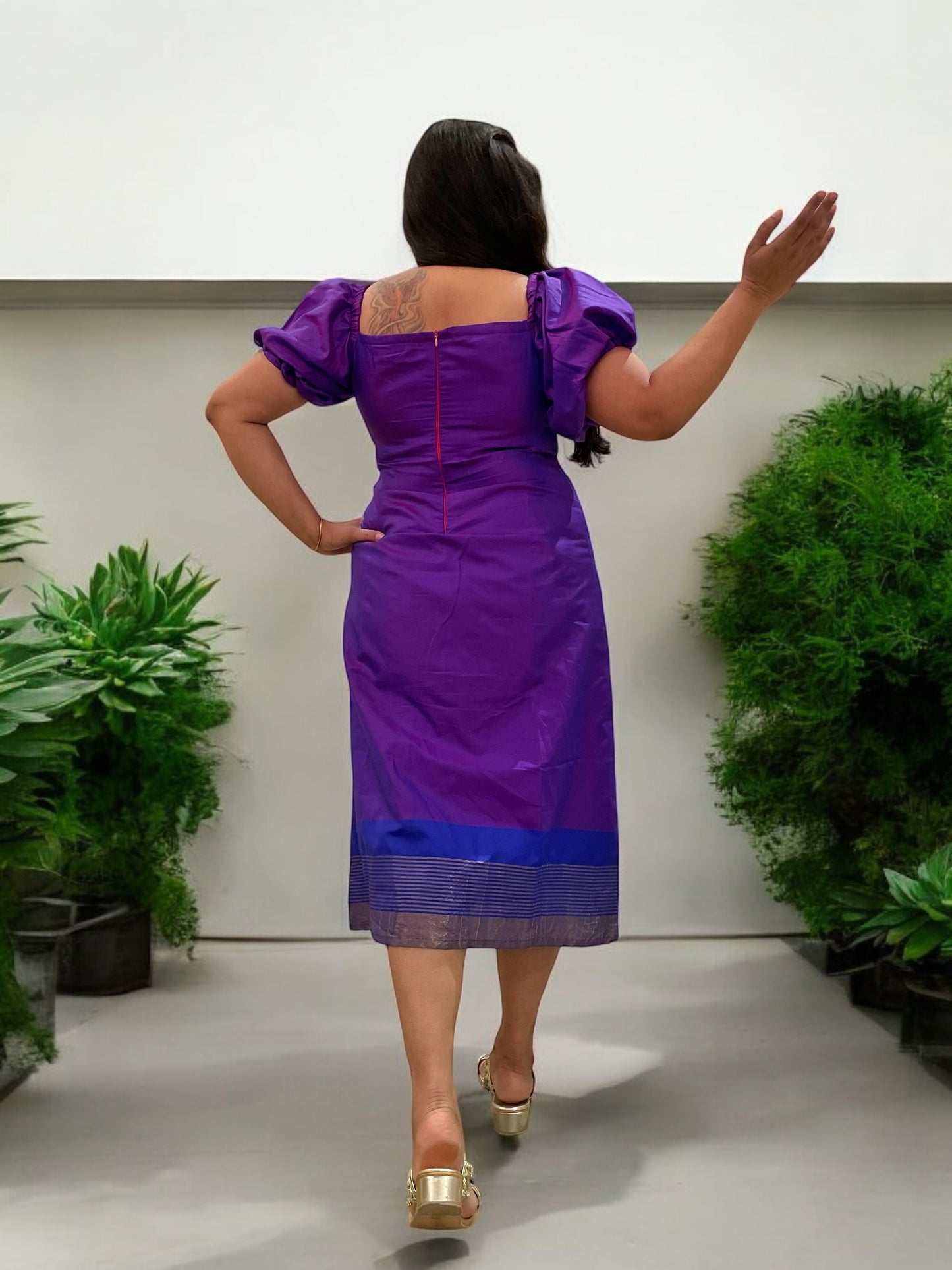 Purple Queen Cotton Silk Shift Dress