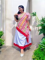 Janvi Jamdani Cotton Asymmetric Layer Long Dress