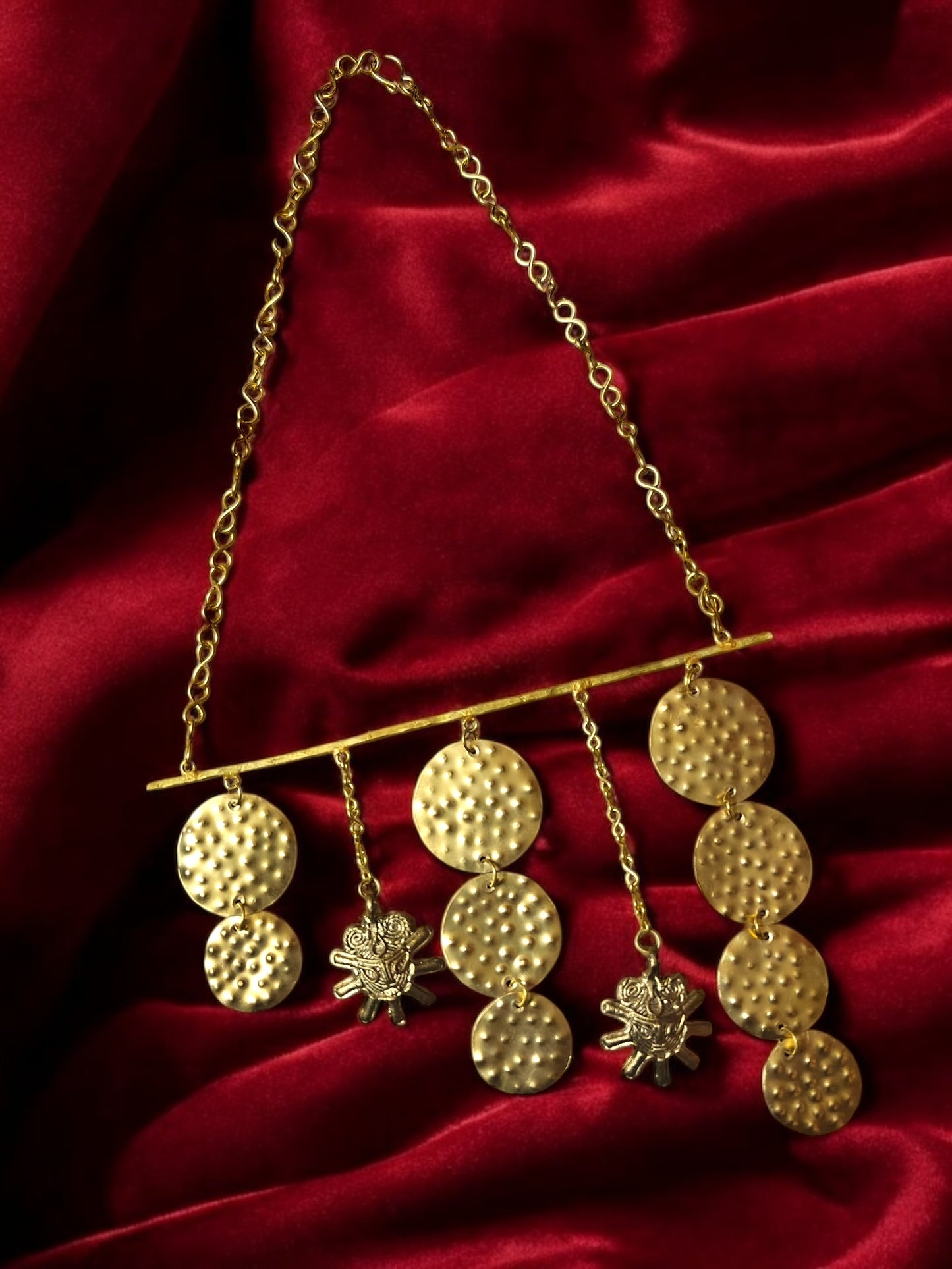Celestia Dokra and Brass Statement Necklace Jewelry Set (Necklace+Earrings)