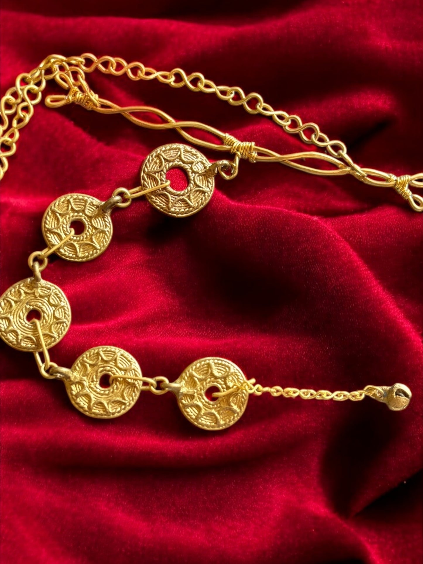 Vintage Coins Long Dokra and Brass Statement Necklace