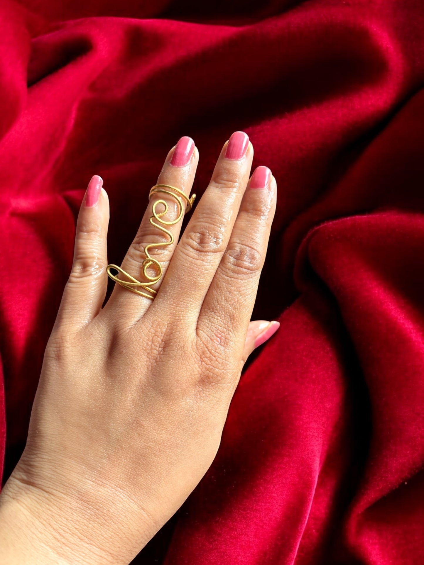 LOVE Brass Double Ring