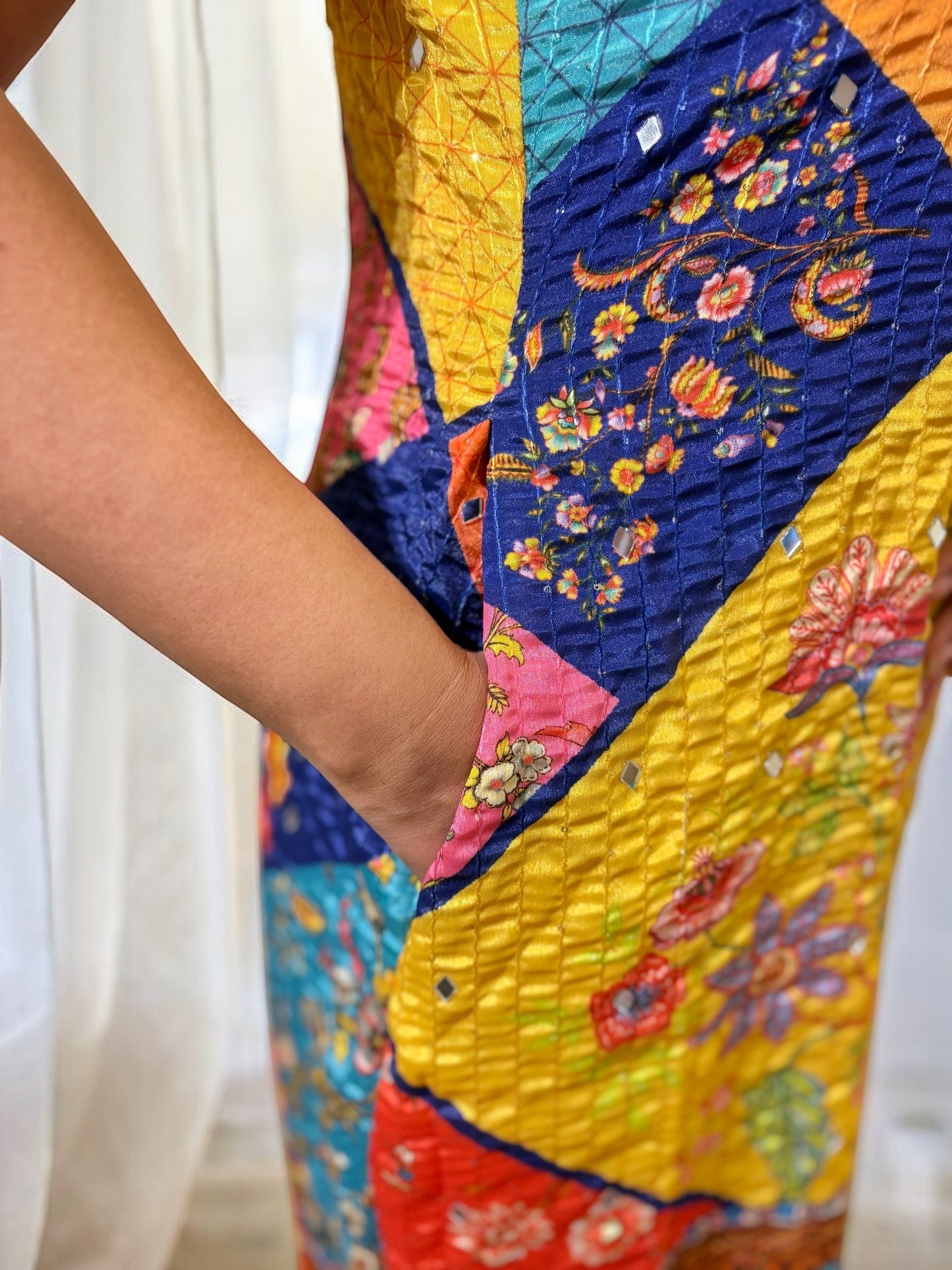 Suhana Multicolored Crepe Silk Sheath Dress