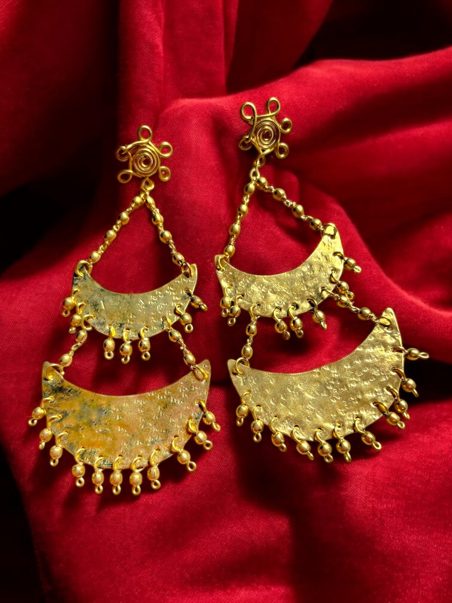 Dwitiya Chandni Moon Brass Statement Dangler Earrings
