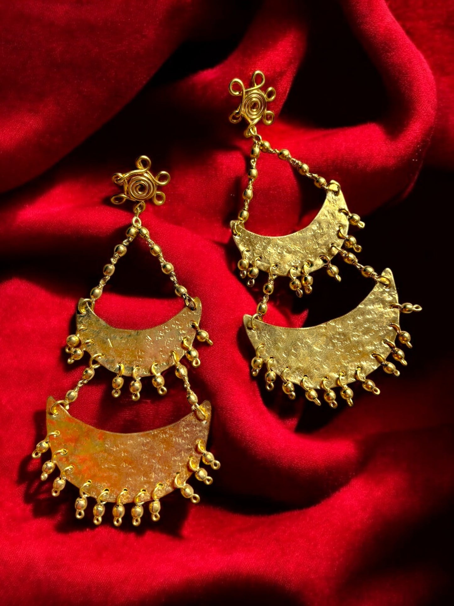 Dwitiya Chandni Moon Brass Statement Dangler Earrings
