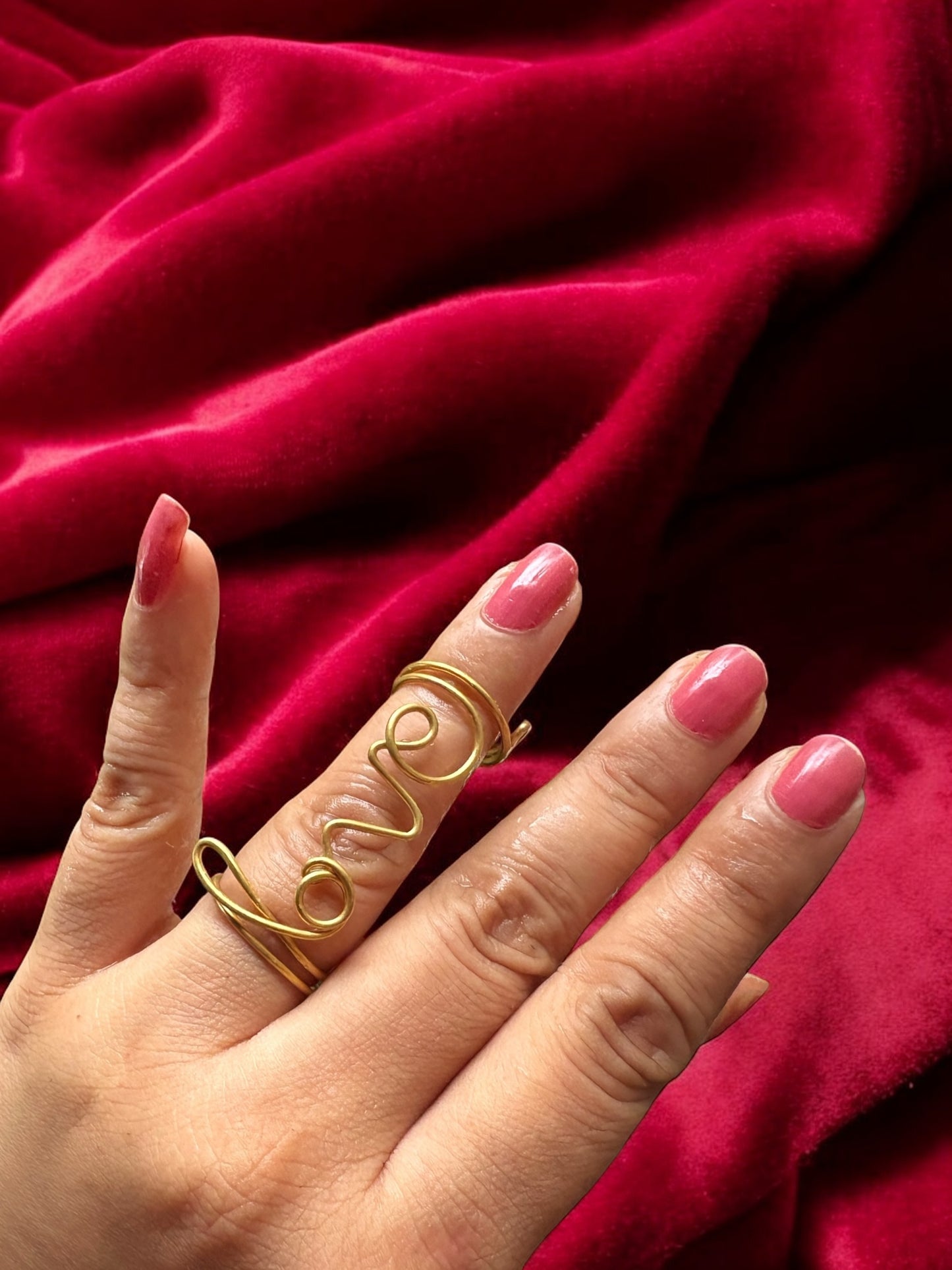 LOVE Brass Double Ring