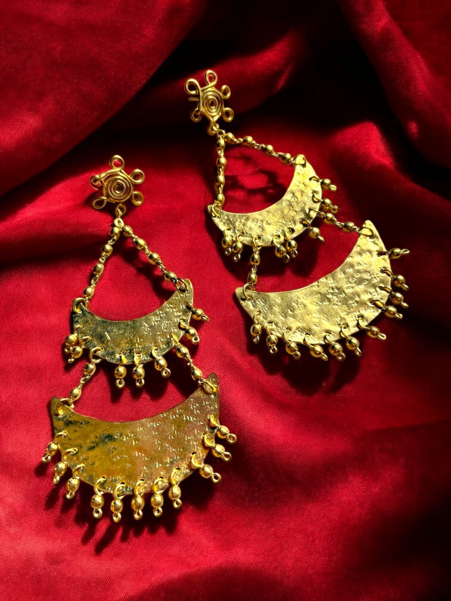 Dwitiya Chandni Moon Brass Statement Dangler Earrings