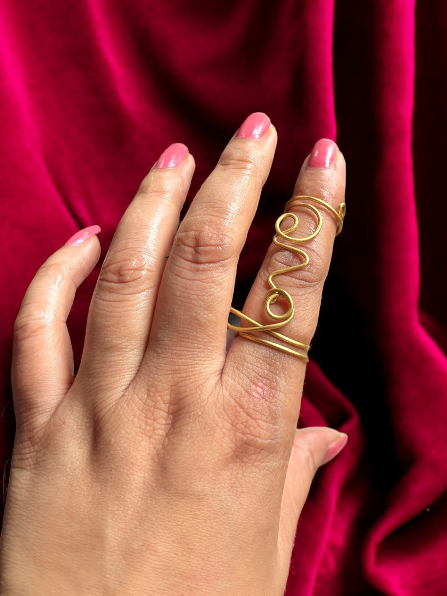 LOVE Brass Double Ring