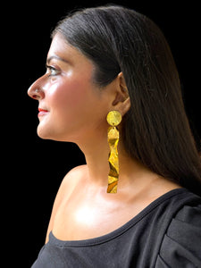 Wabi Sabi Long Statement Brass Dangler Earrings