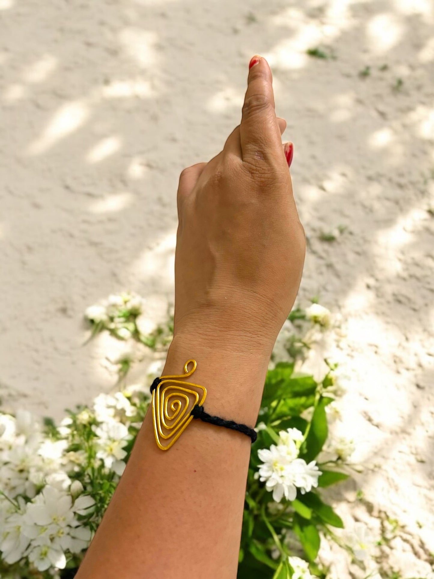 Triangle Spiral Forever Brass Rakhi - Black