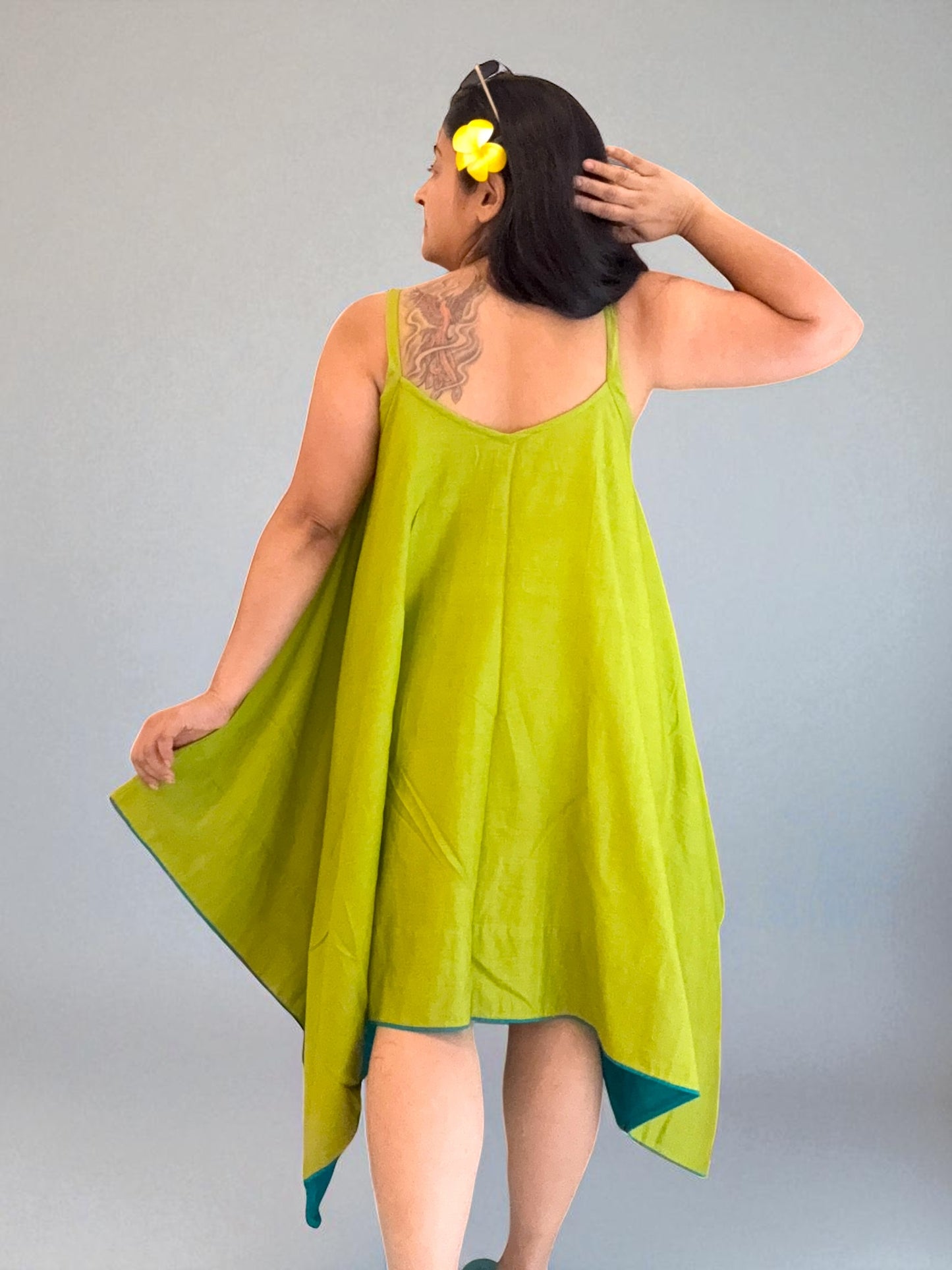 Tanaka Embroidered Strappy Asymmetric Cotton Dress
