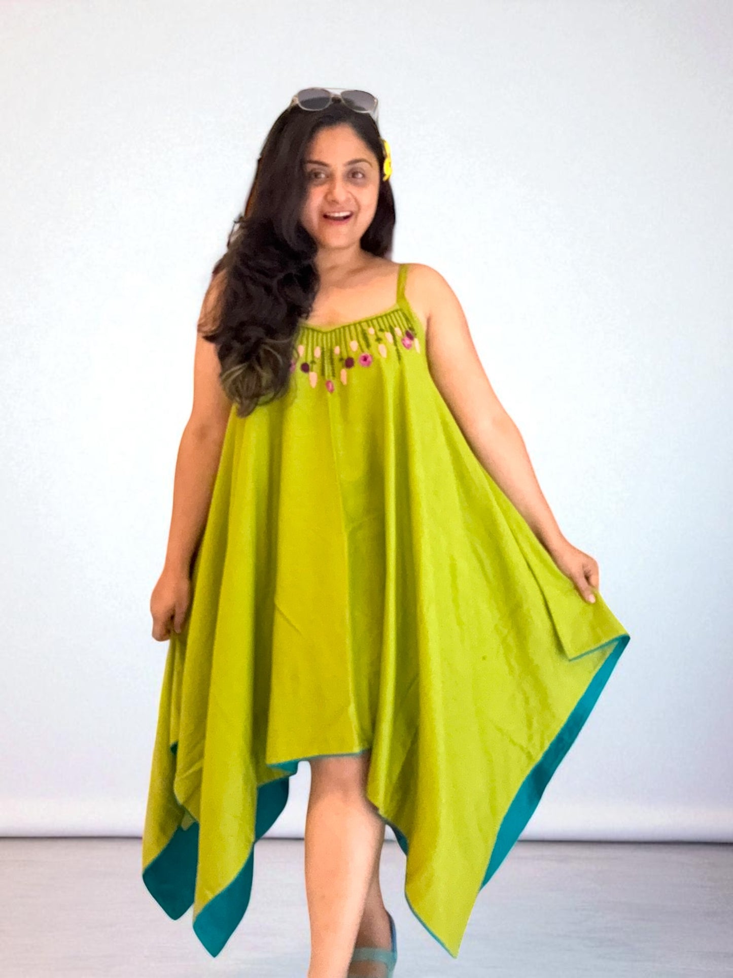 Tanaka Embroidered Strappy Asymmetric Cotton Dress