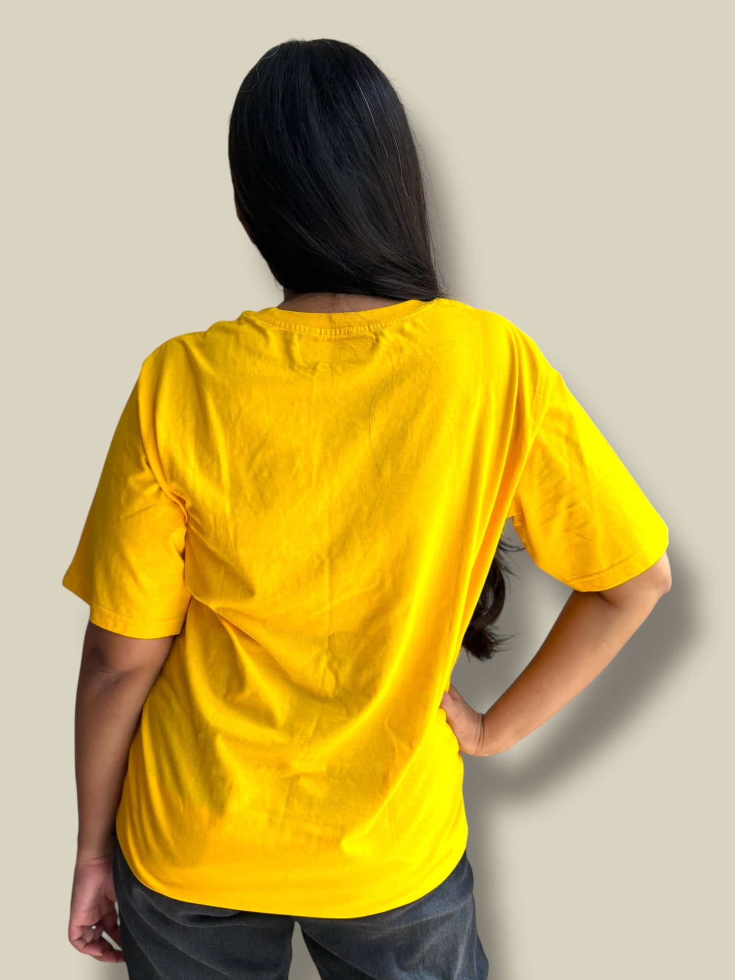 Hana Embroidered T-shirt Top - Yellow Shoulder