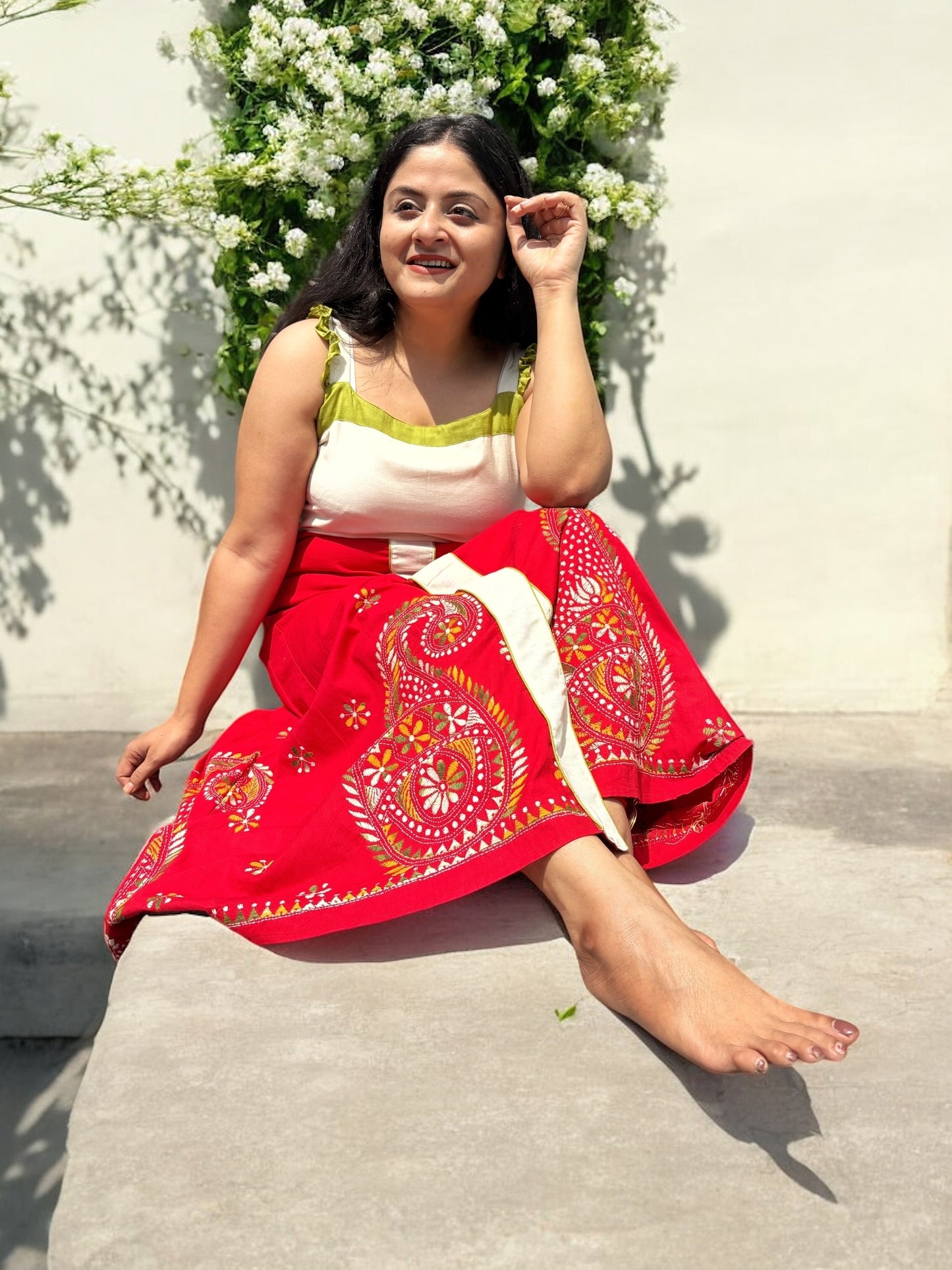 Madhura Kanthastitch Cotton Long Dress