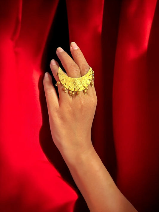 Prathama Chandni Moon Brass Statement Ring
