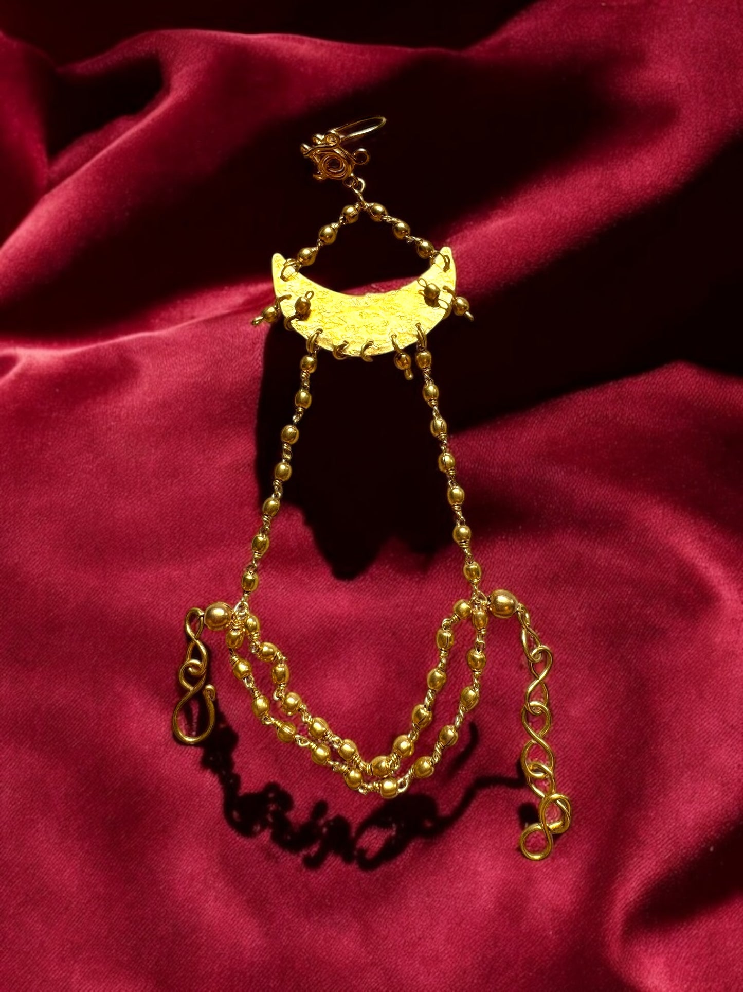 Prathama Chandni Moon Brass Hand Harness Bracelet