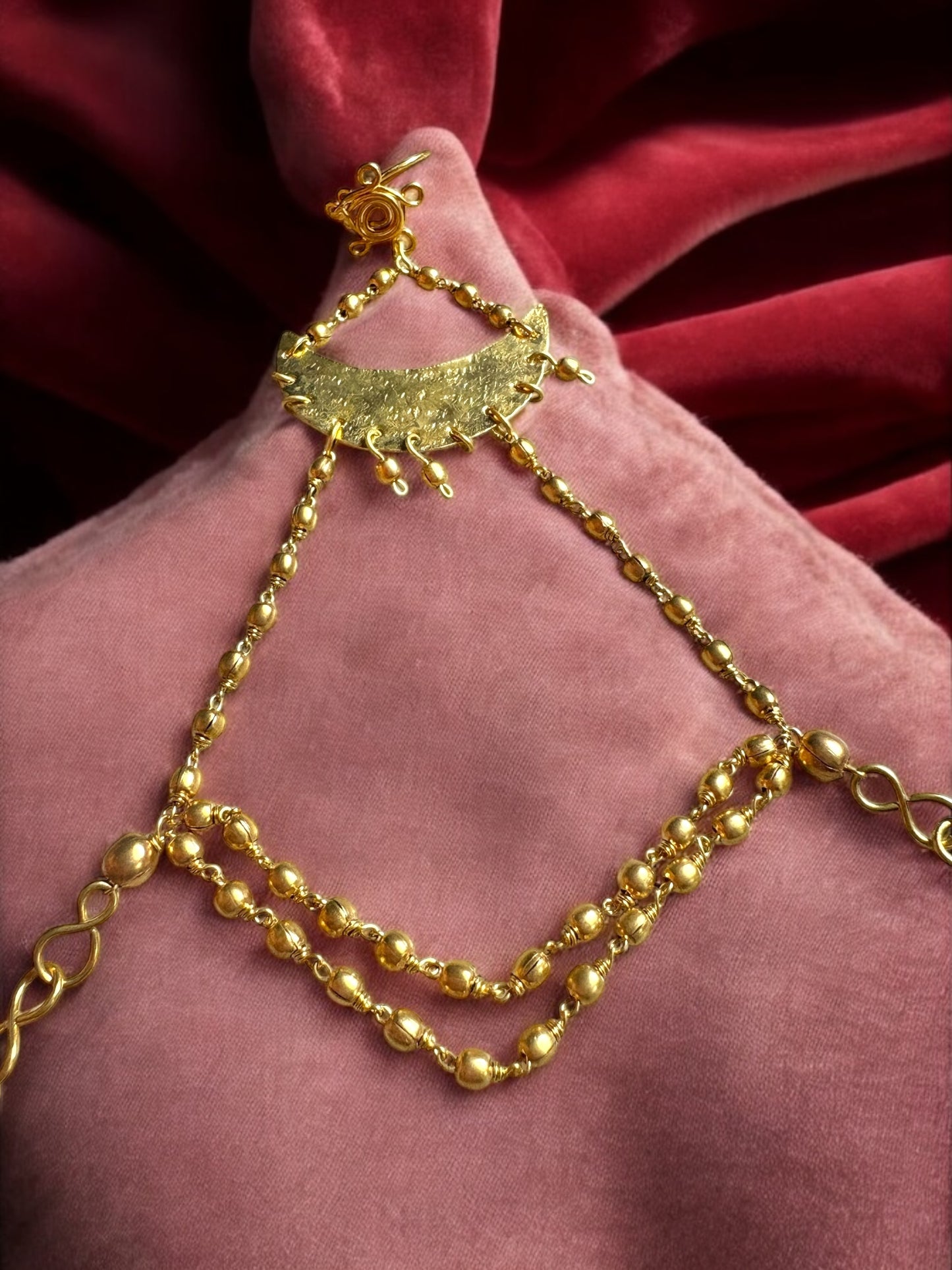 Prathama Chandni Moon Brass Hand Harness Bracelet