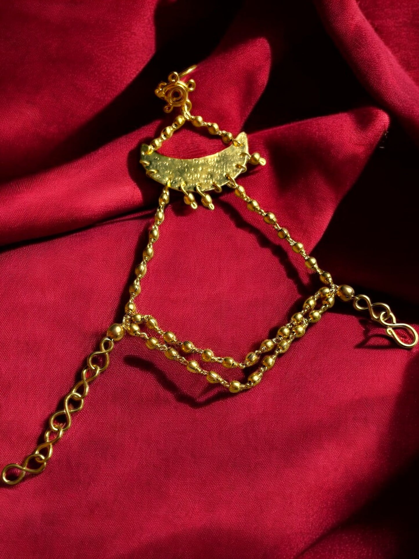 Prathama Chandni Moon Brass Hand Harness Bracelet