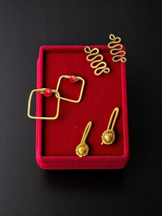 Nazaakat Everyday Brass Earrings Set (Set of 3)