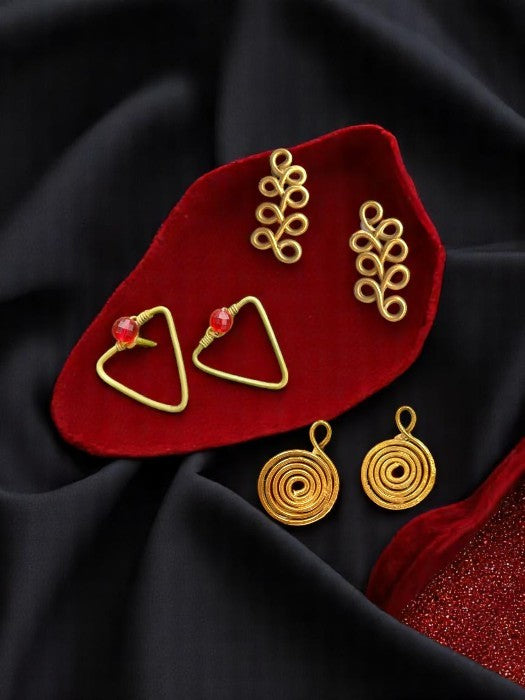 Boss Babe Workwear Brass Earrings Set (Set of 3)