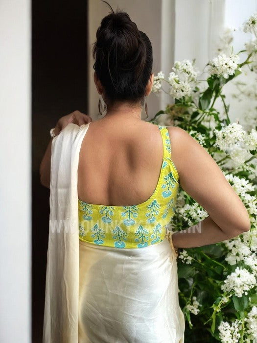 Summer Breeze Printed Strappy Cotton Blouse - Yellow
