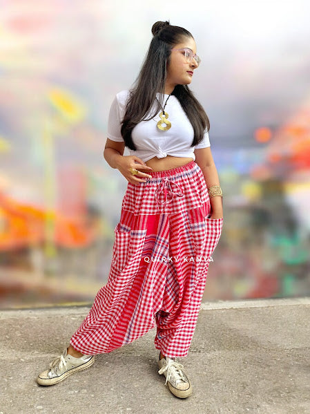 sawariyaa-gamchha-boho-joggers-red