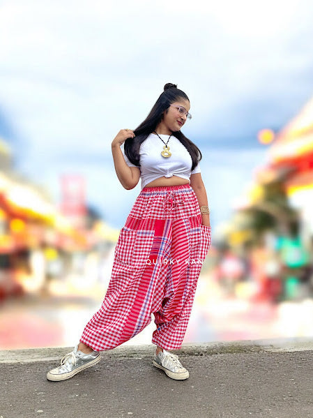 sawariyaa-gamchha-boho-joggers-red