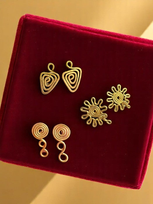 Rozana Rani Brass Earrings Set (Set of 3)