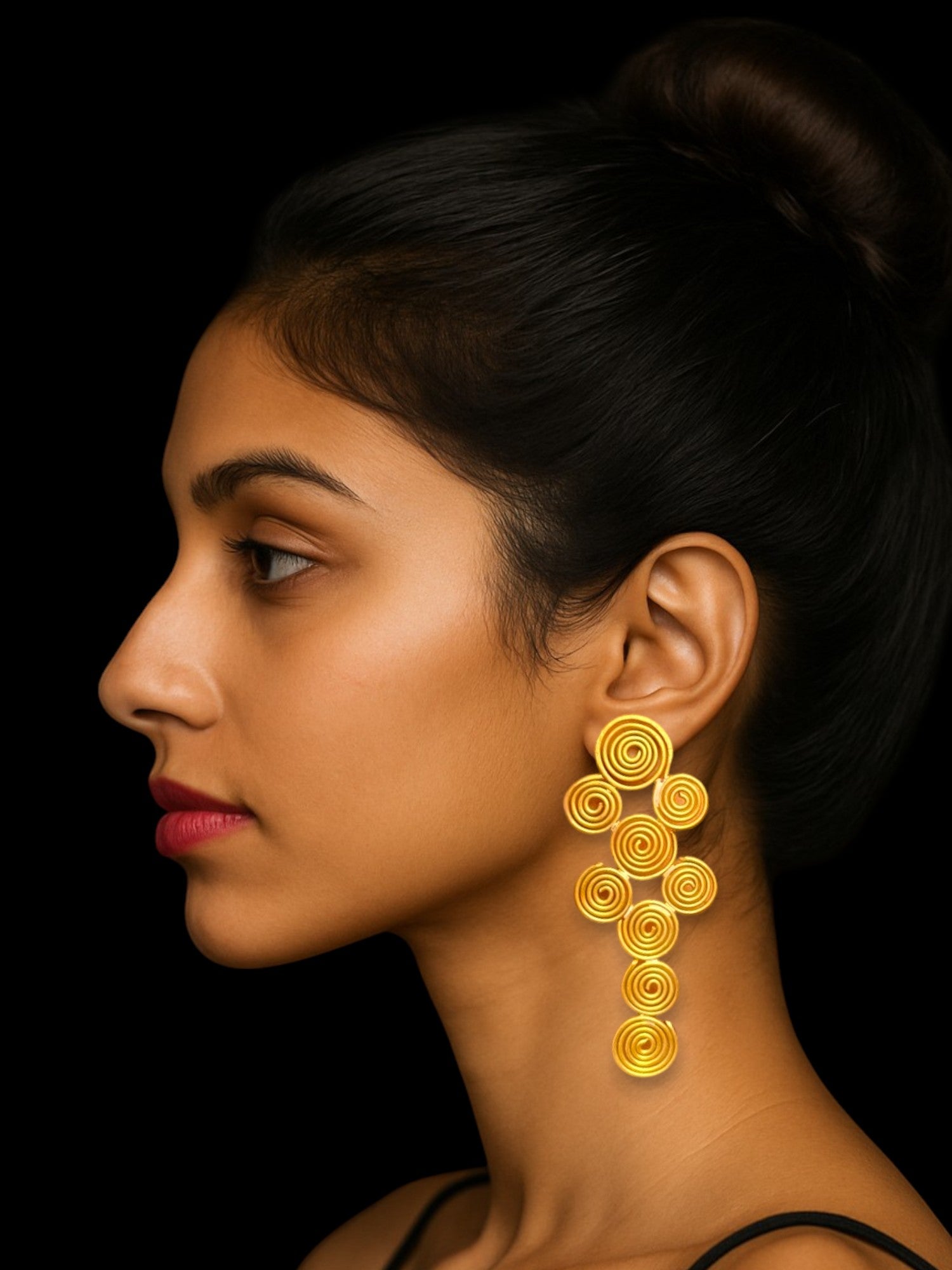 Spiral Lollipops Brass Dangler Earrings - Main Image