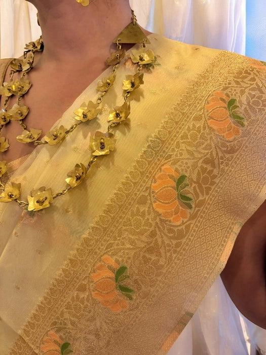 Saroja Cream Meenakari Organza Benarasi