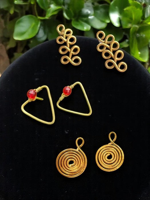 Boss Babe Workwear Brass Earrings Set (Set of 3)
