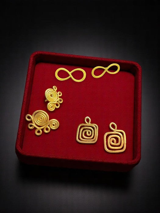 Power Moves Brass Earrings Set (Set of 3)