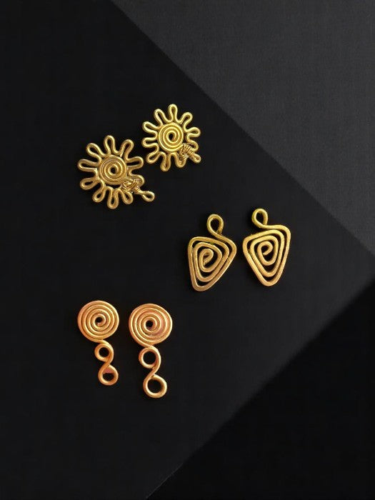 Rozana Rani Brass Earrings Set (Set of 3)