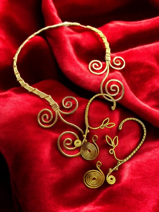 spiral-vine-brass-hasli-necklace-jewelry-set-necklace-earrings