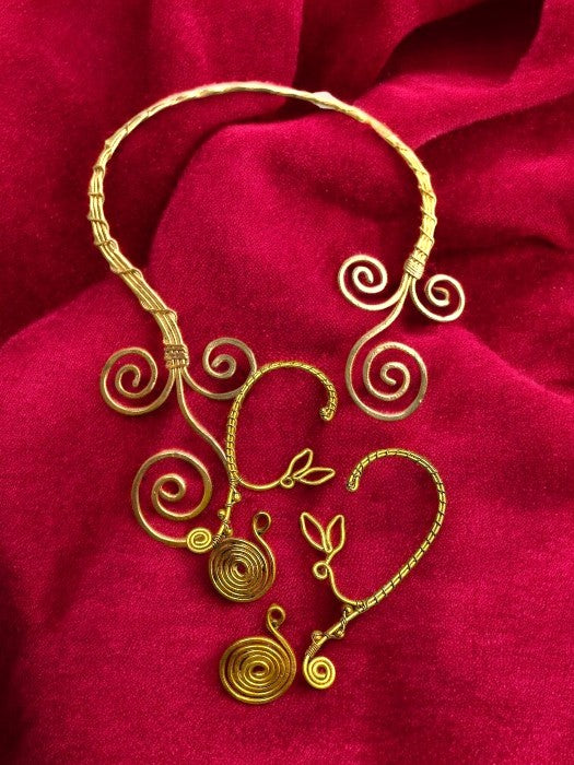 spiral-vine-brass-hasli-necklace-jewelry-set-necklace-earrings