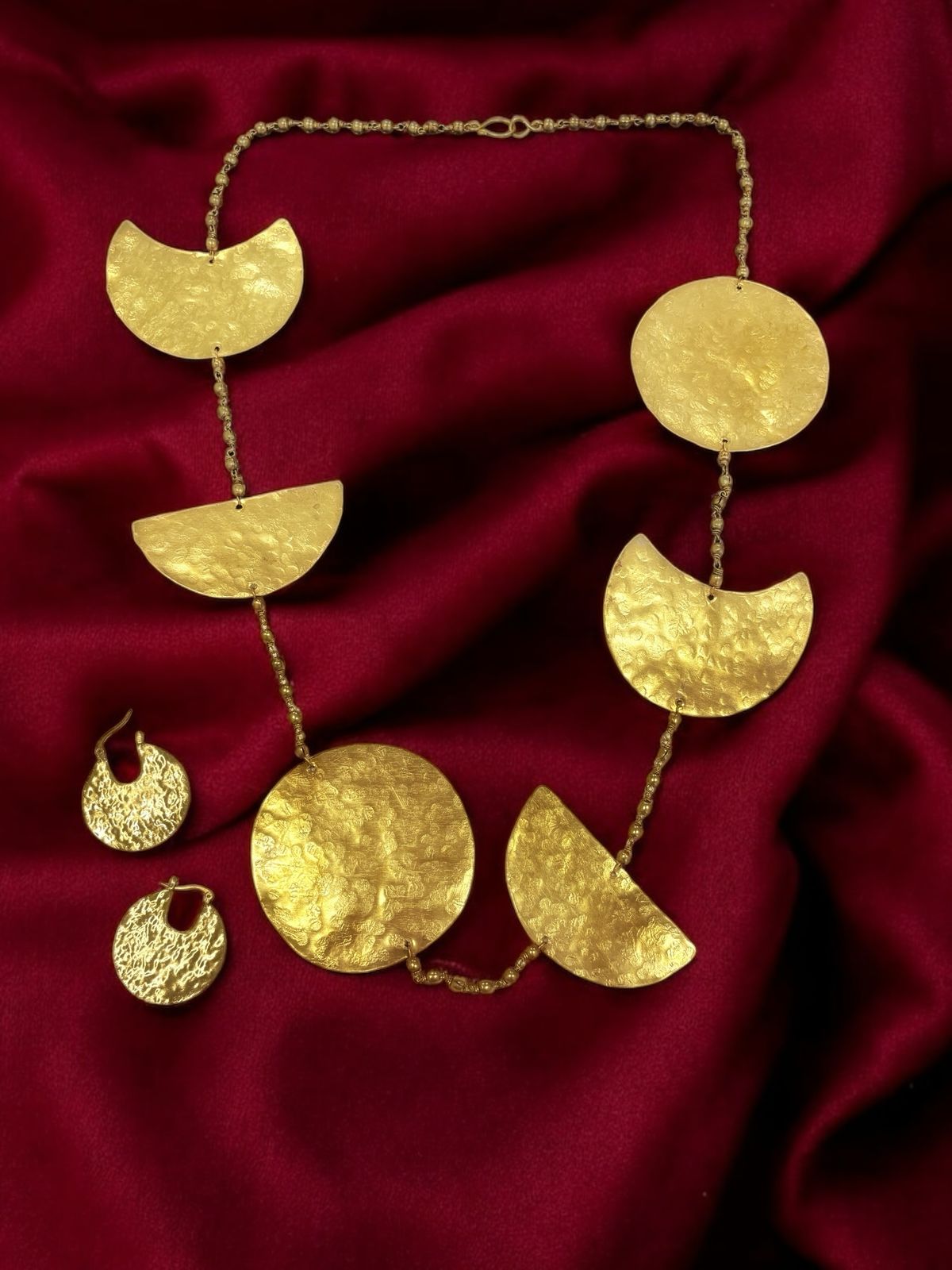 phases-of-the-moon-brass-statement-necklace-jewelry-set-necklace-earrings