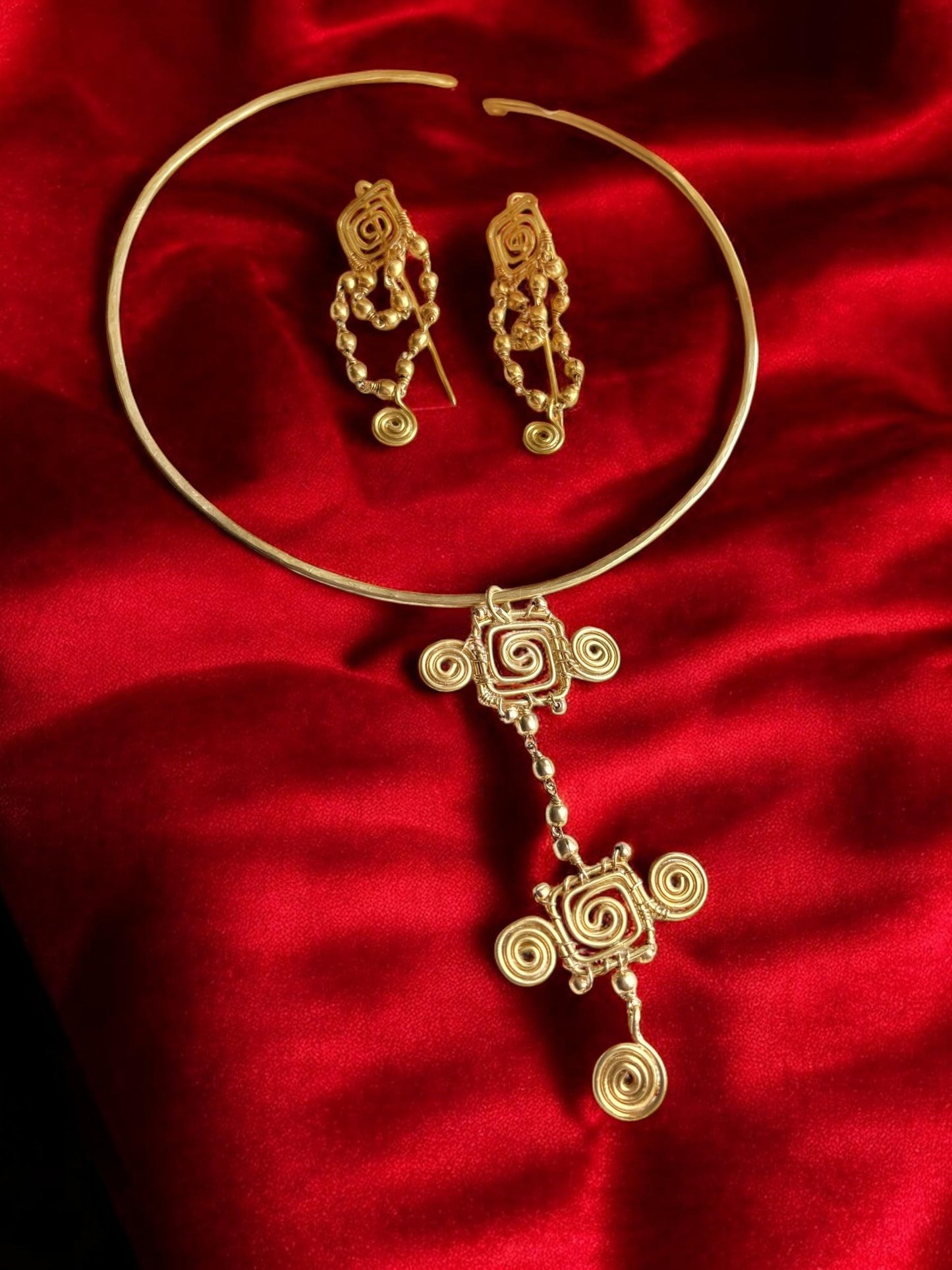 Roma Spiral Pendant Brass Hasli Necklace