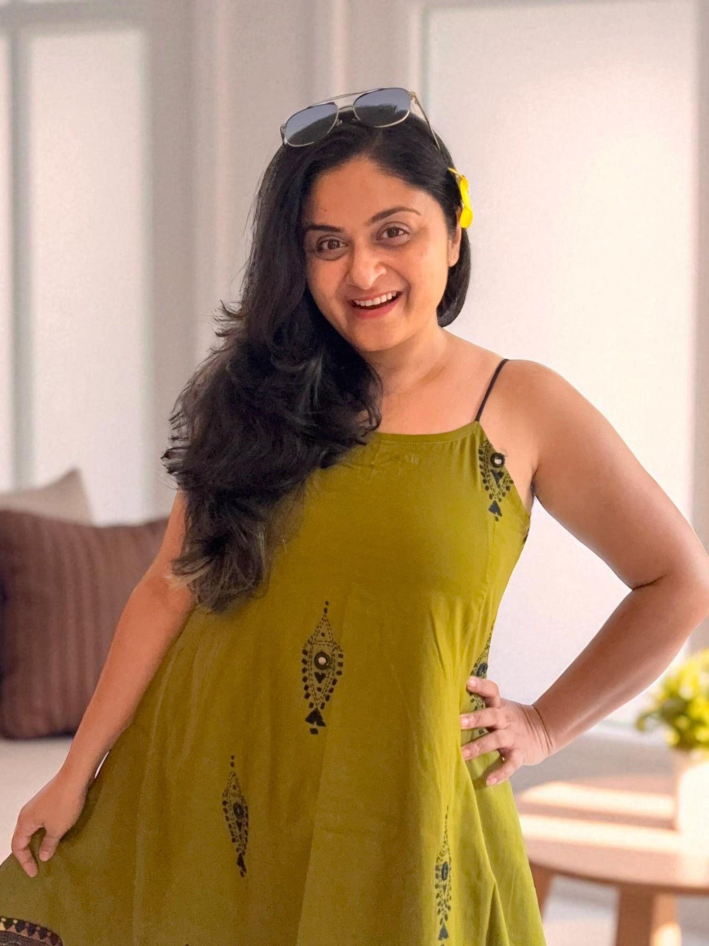 Desi Doodle Strappy Anti-fit Kanthastitch Cotton Dress