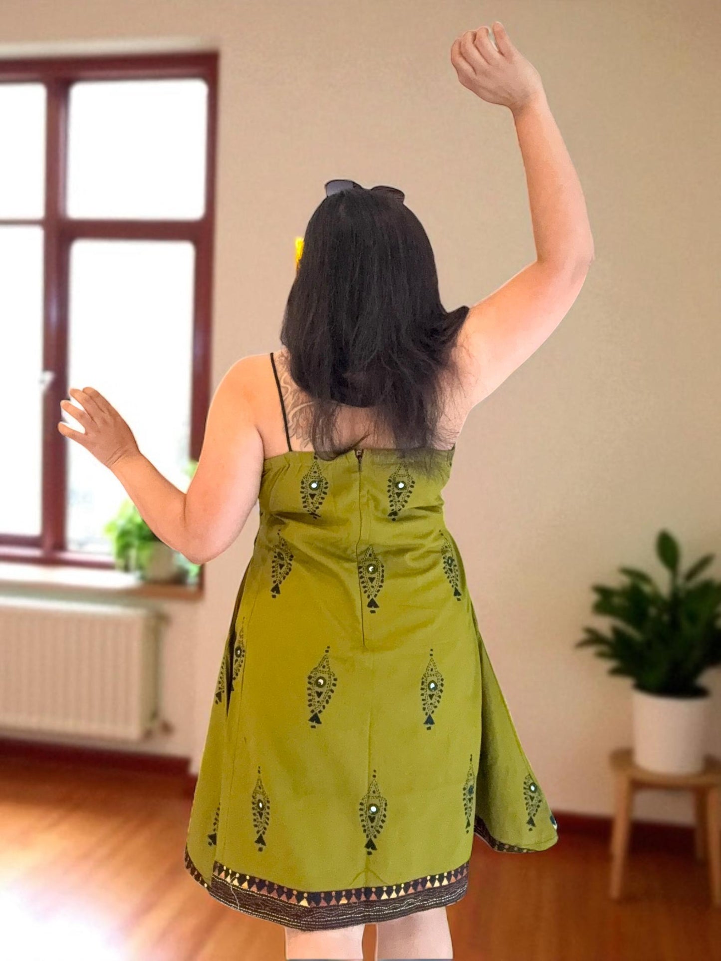 Desi Doodle Strappy Anti-fit Kanthastitch Cotton Dress