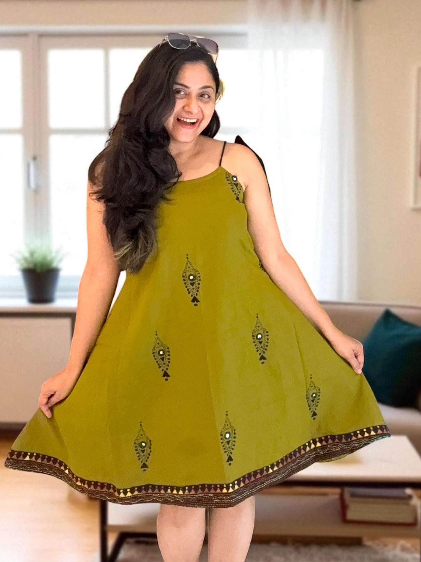 Desi Doodle Strappy Anti-fit Kanthastitch Cotton Dress