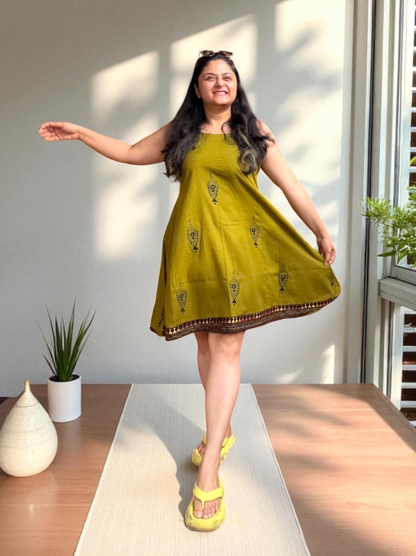 Desi Doodle Strappy Anti-fit Kanthastitch Cotton Dress