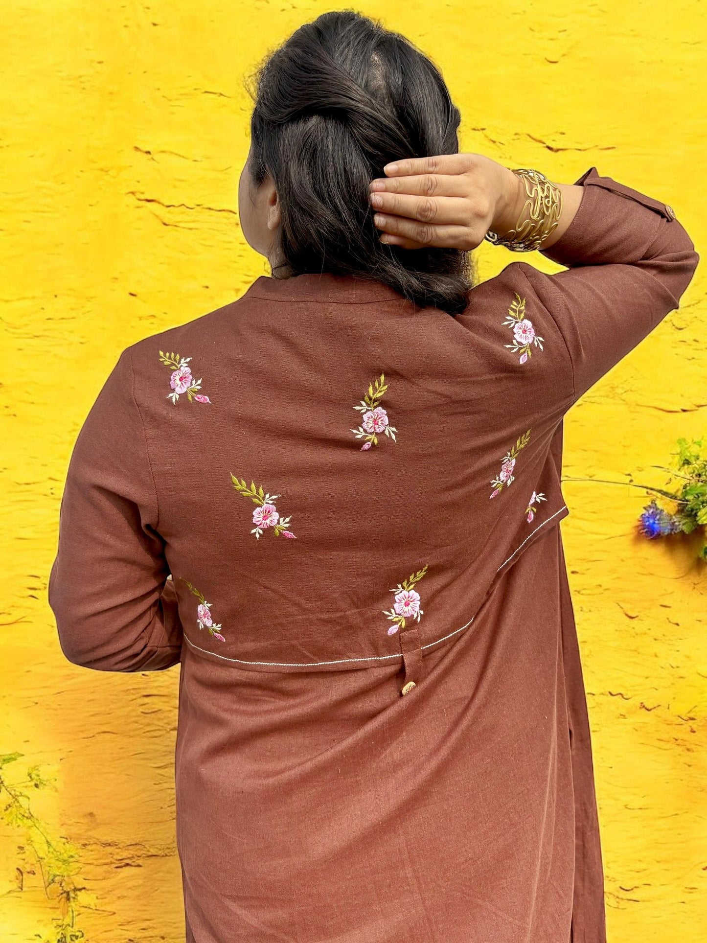 mother-earth-embroidered-cotton-long-jacket-brown