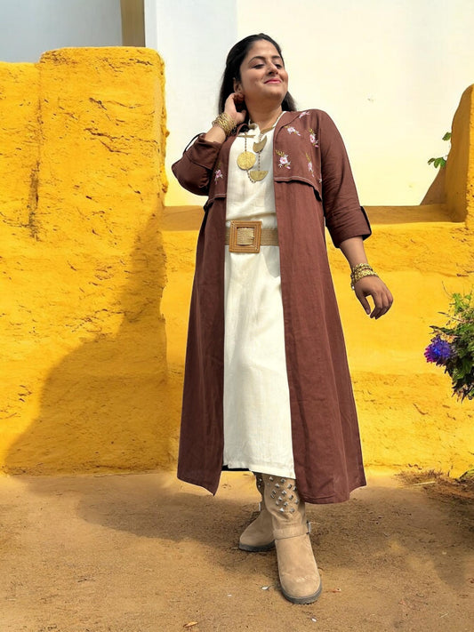 mother-earth-embroidered-cotton-long-jacket-brown
