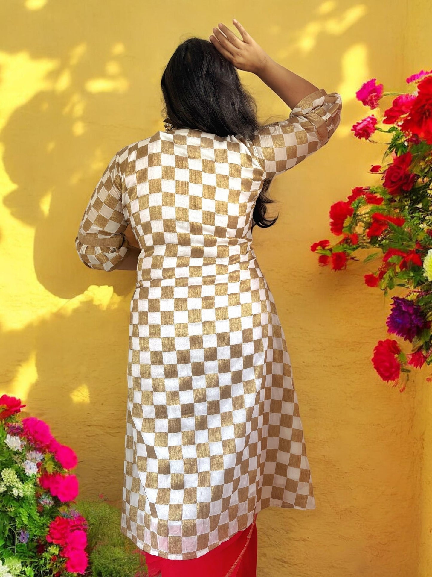 my-diva-checkered-georgette-long-jacket-white