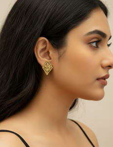 Harappan Kite Brass Stud Earrings