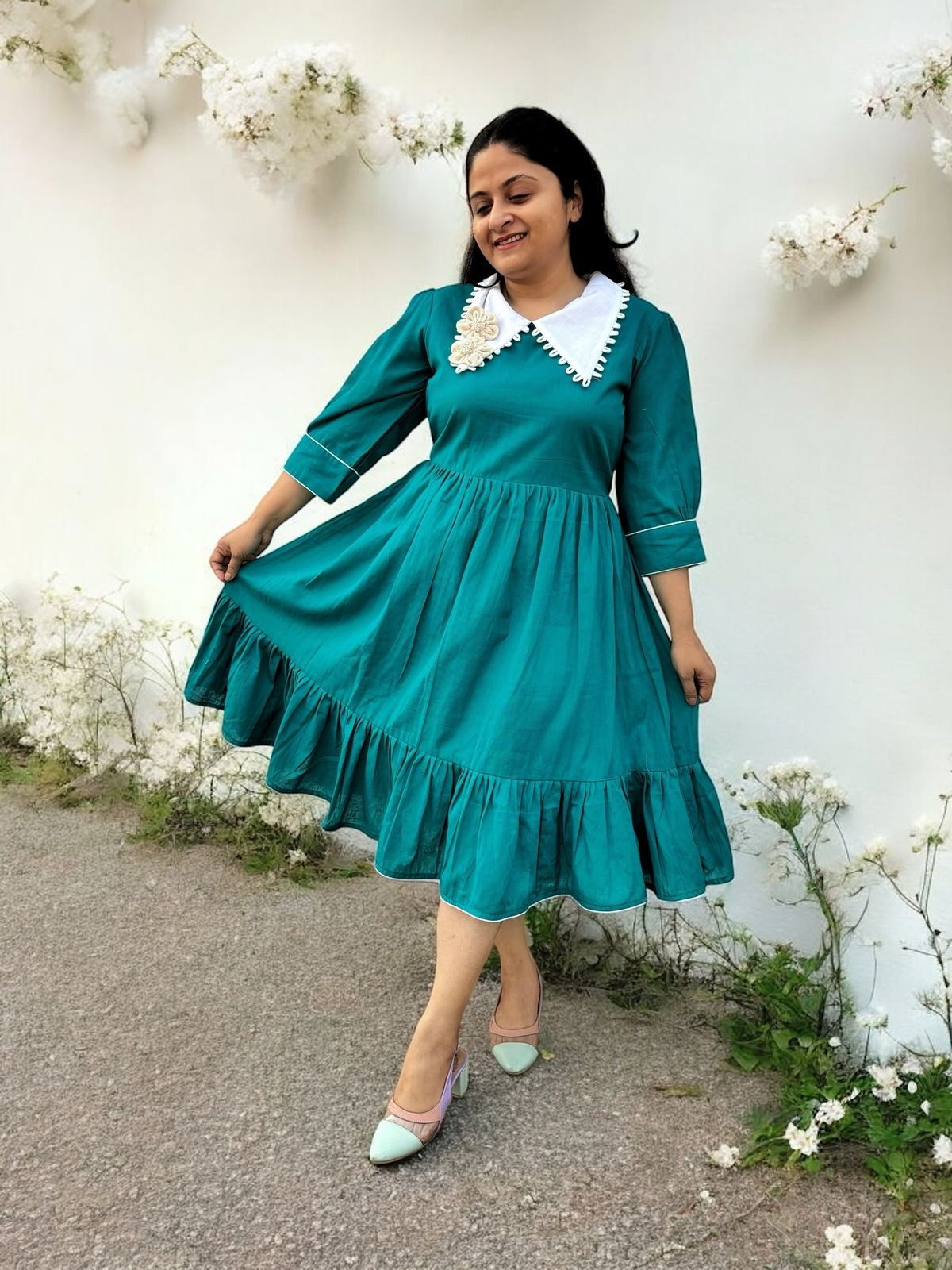 Dark Desire Cotton Dress - Turquoise